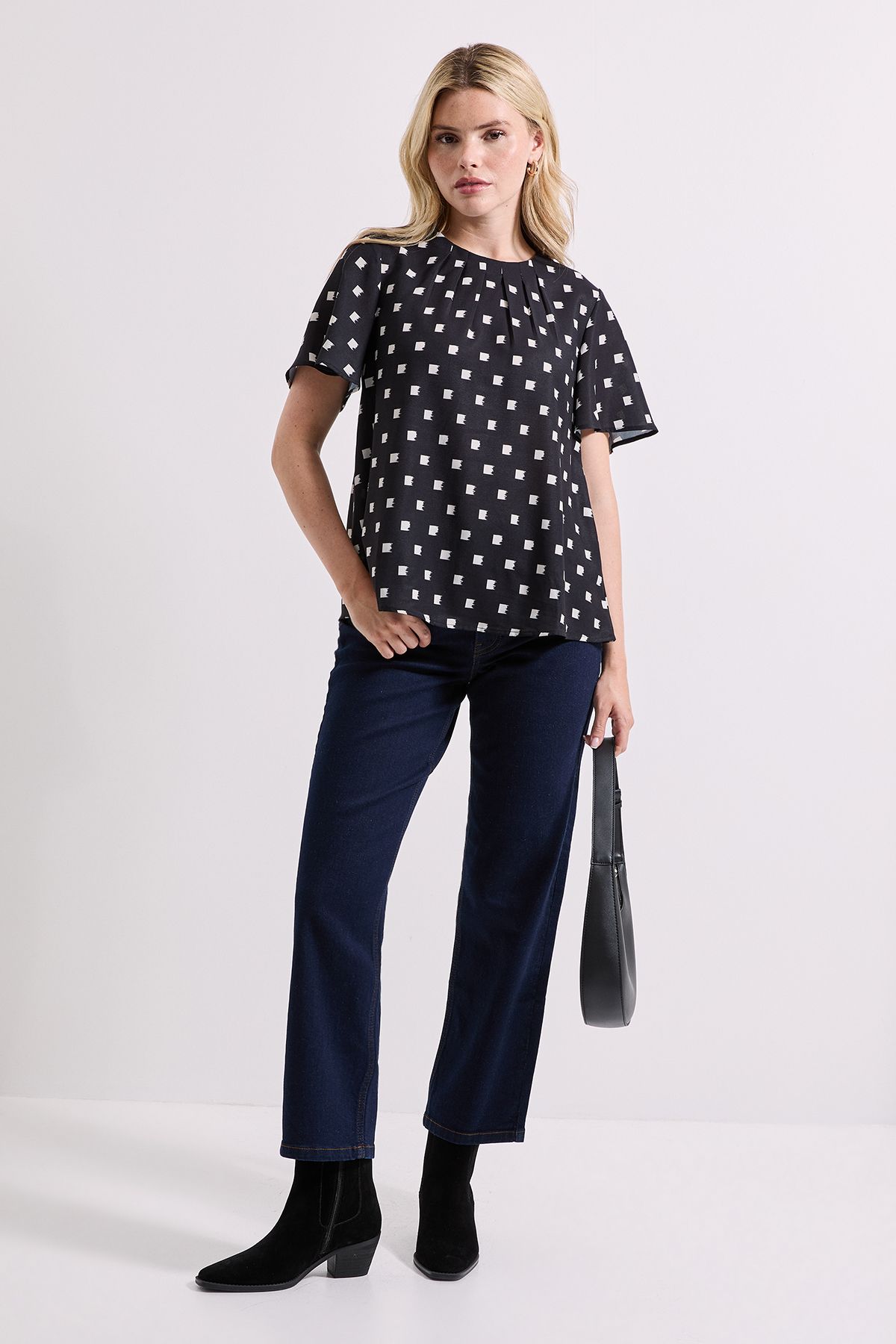 Dorothy Perkins Printed Gathered Neckline Angel Sleeve Blouse