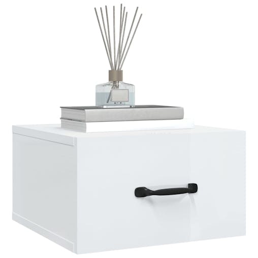 NNEVL Wall-mounted Bedside Cabinets 2 pcs High Gloss White 35x35x20 cm