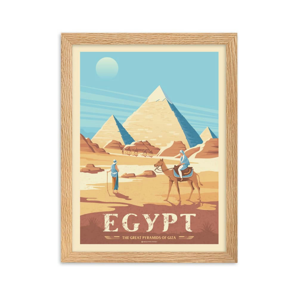 - Affiche Le Caire Egypte - Pyramides Gizeh avec Cadre (Bois) 21x29,7 cm