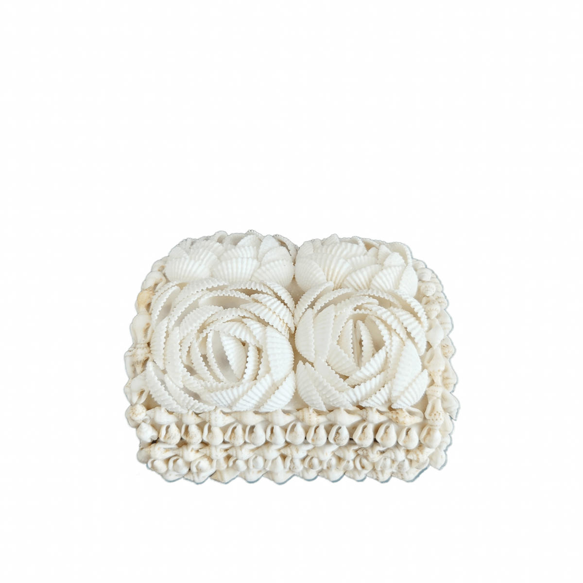 FLEUR - Boîte en coquillages, blanc 10x13x7 cm