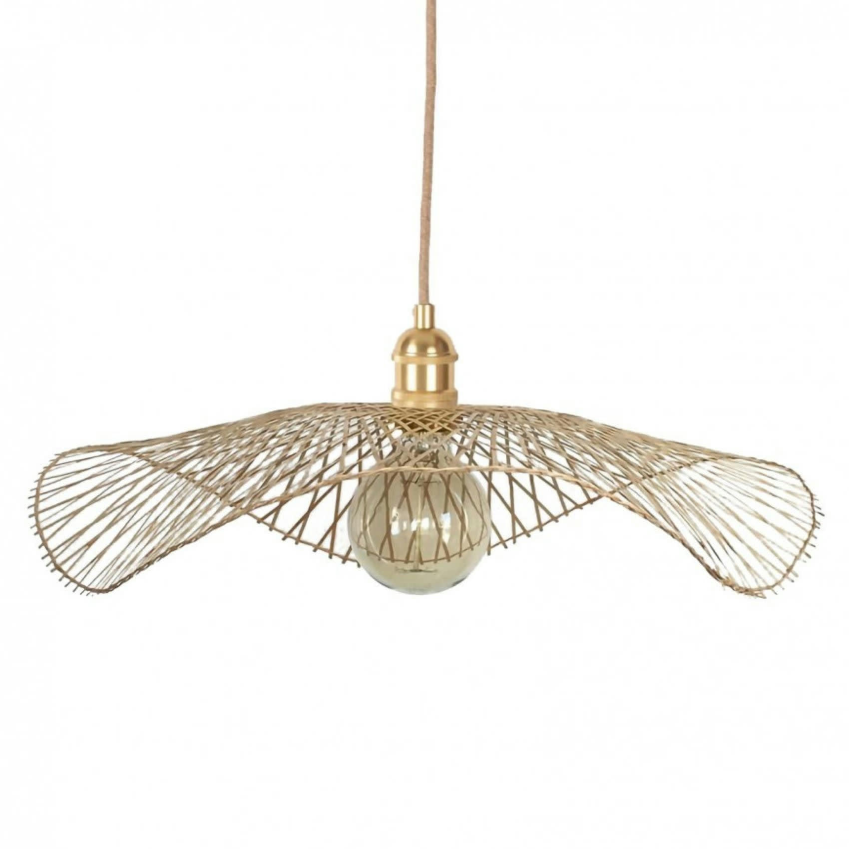 LIBELLULE - Abat jour bambou ombrelle ajourée naturel Ø 65 cm