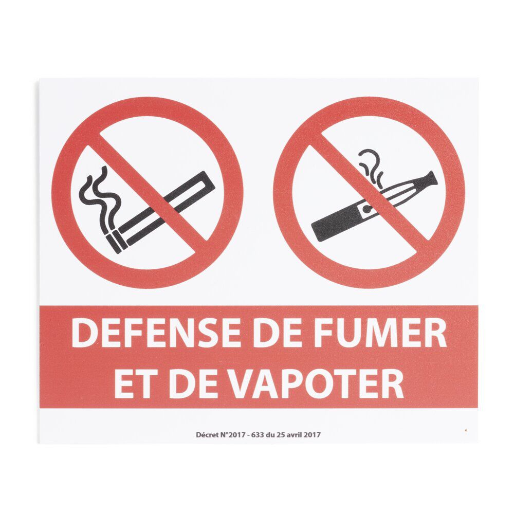 Plaque signalétique "Défense de fumer et de vapoter" - 24x20 cm