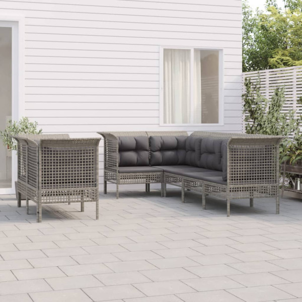 Zestaw wypoczynkowy do ogrodu Szary Technorattan 5x narożna   2x sofa