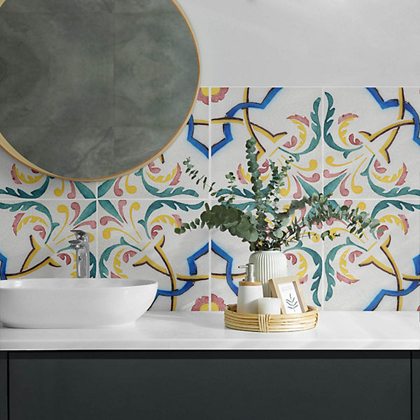 Panneau Décoratif Wallfluent 120x60 cm Motif De Carreaux Avec Ornements 1 pièce