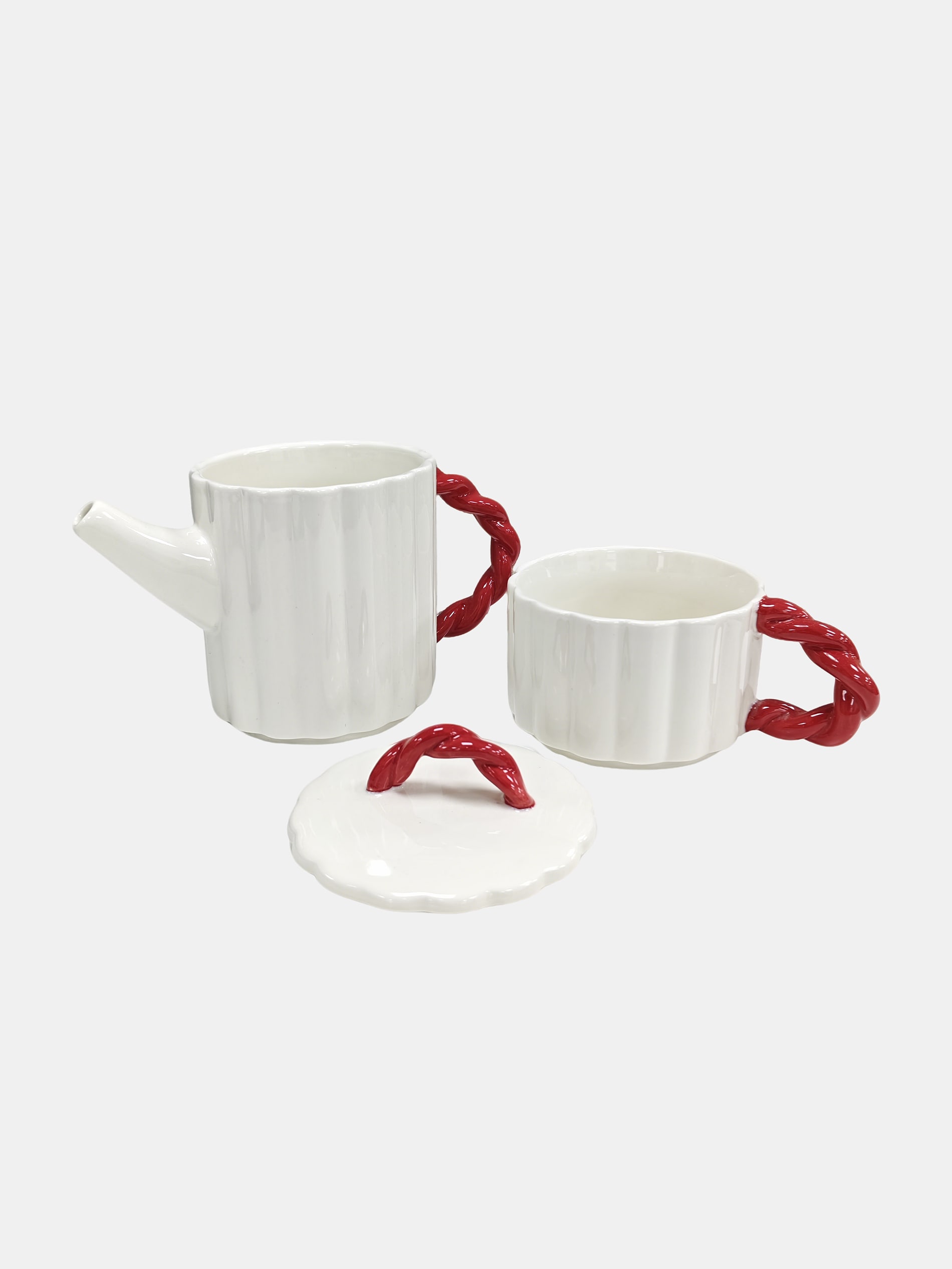 Zestaw ryflowany dzbanek i kubek z plecionym uchwytem 2 pack