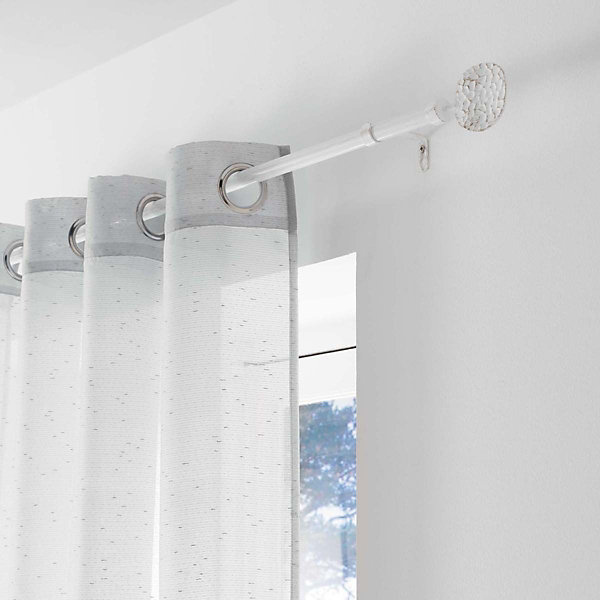 KIT TRINGLE DECO EXT. 19mm 120,210 CM PATINE BULLETTE BLANC,OR - 120 à 210 cm - Blanc