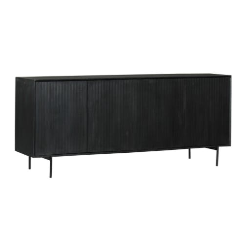 Buffet bois noir 4 portes rainurées 210 cm CORTINA