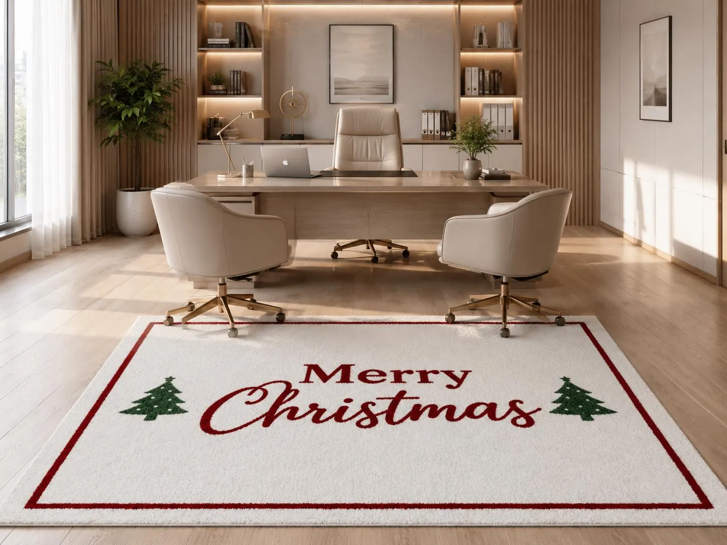 Christmas Tufted Rug, Merry Christmas Area Rug, Holiday Decor Carpet, Festive Home Office Rug, Christmas Gift, Winter Floor Mat, Handmade