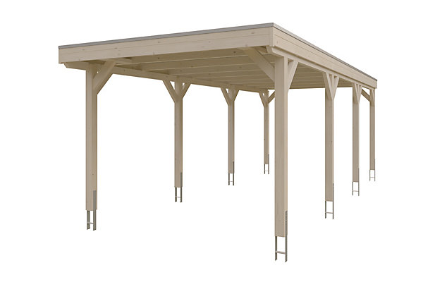 Carport SKAN HOLZ Grunewald 321 x 796 cm planches de toit et EPDM, non traité