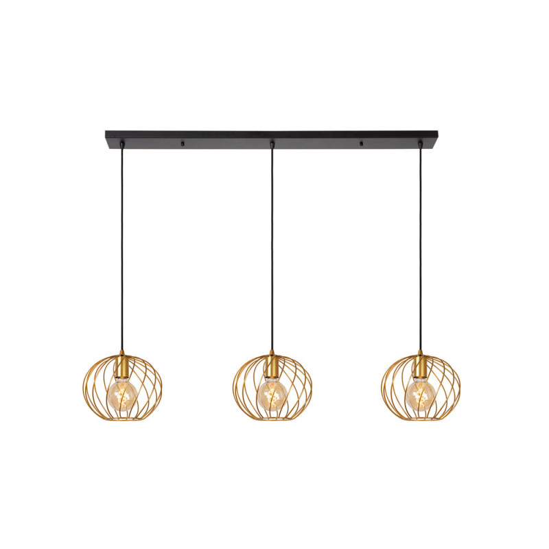 Suspension Danza noire et or E27 3 x 40 W LUCIDE