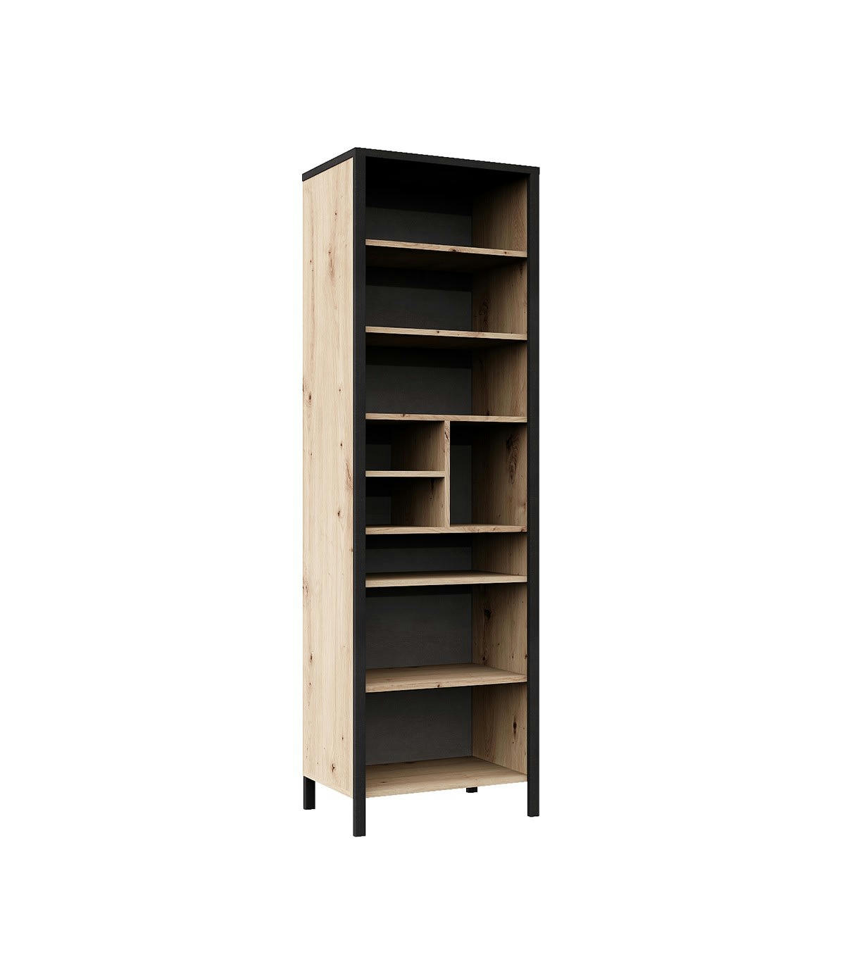 IN LOFT 3 - Bibliothèque 9 étagères décor chêne et gris foncé - L54,5 cm