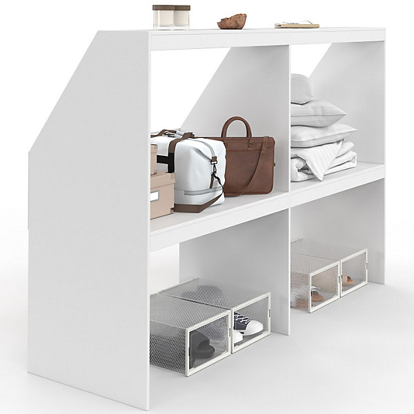 Etagère sous pente 4 cases TOMI 160 x 50 x 110/70 cm blanc