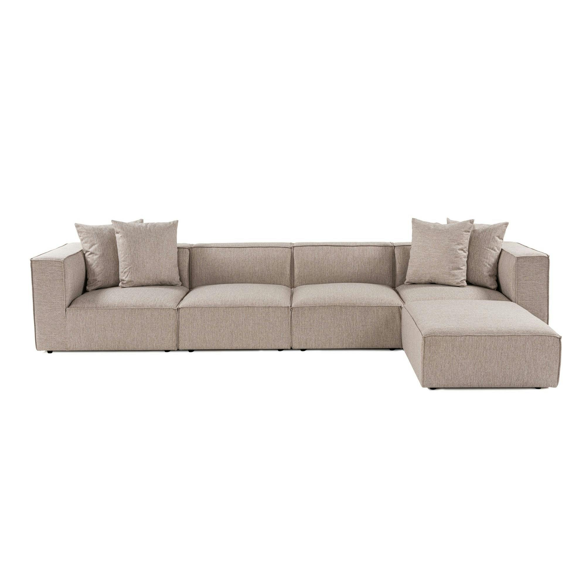 Canapé 5 places en lin beige - avec pouf COLLIOURE