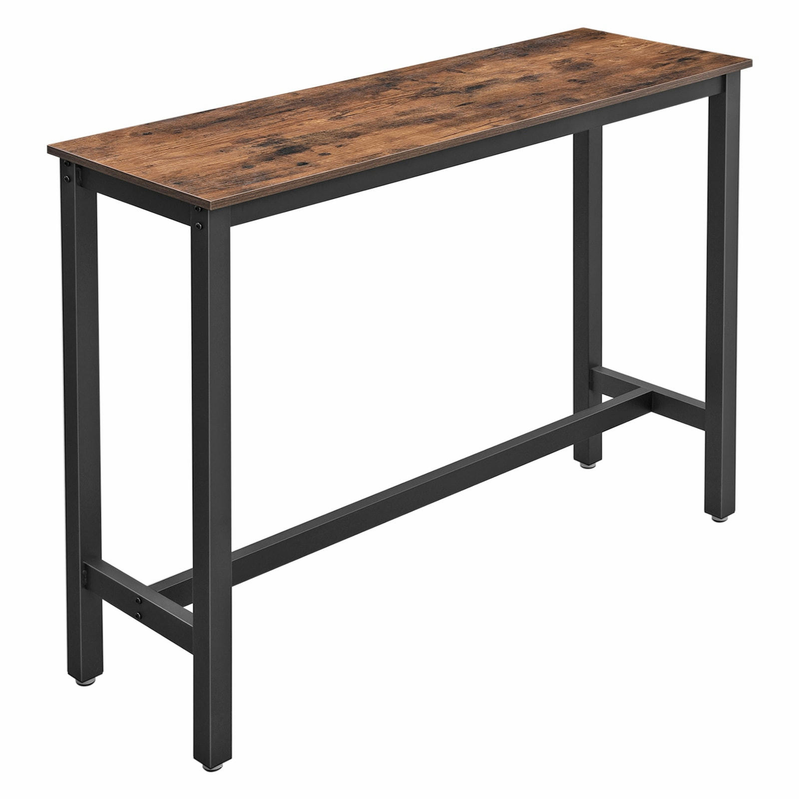 - Table de bar cuisine effet bois marron rustique et noir