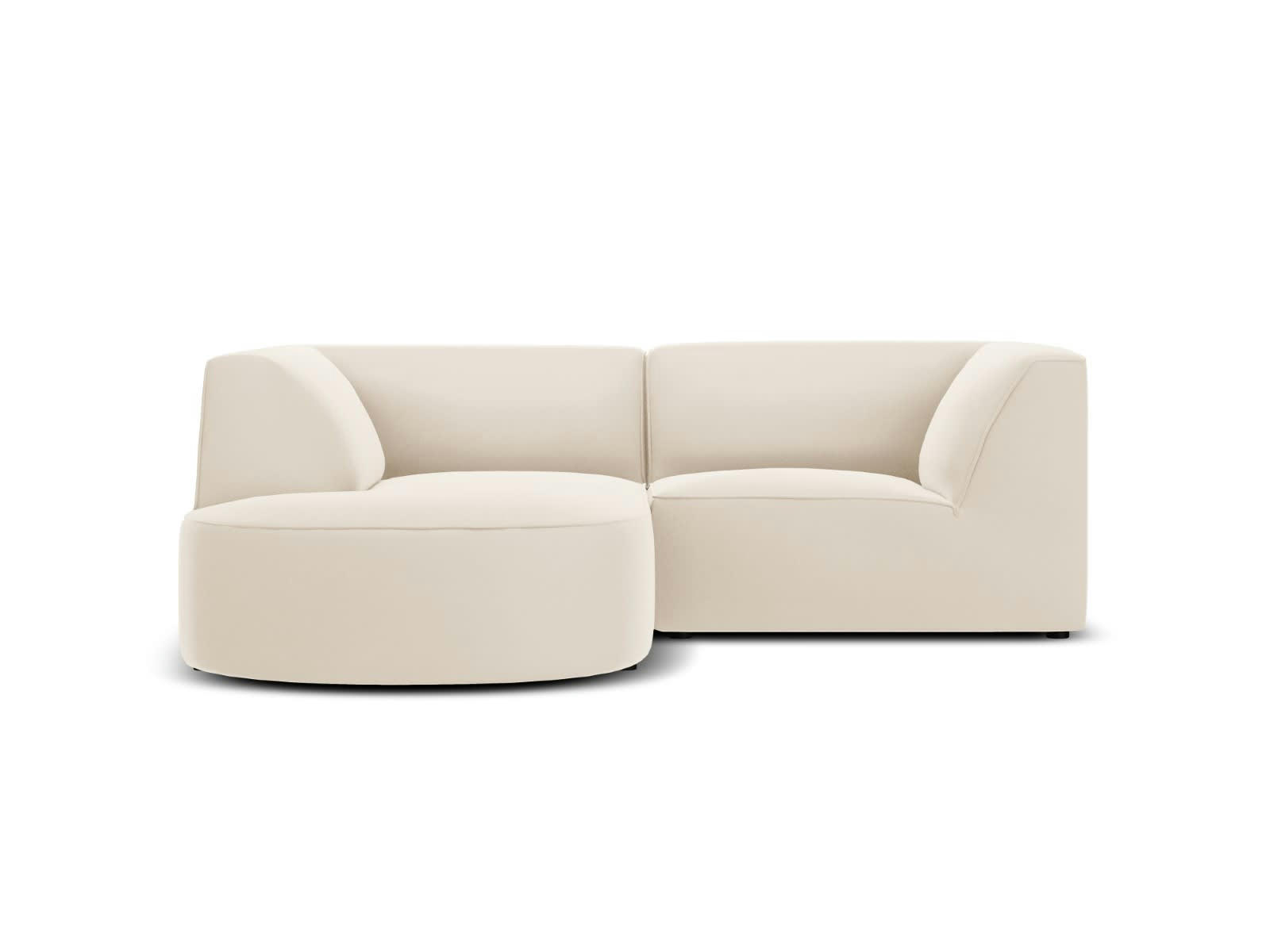 CHARLES - Canapé D'Angle Gauche 3 places en Velours Beige