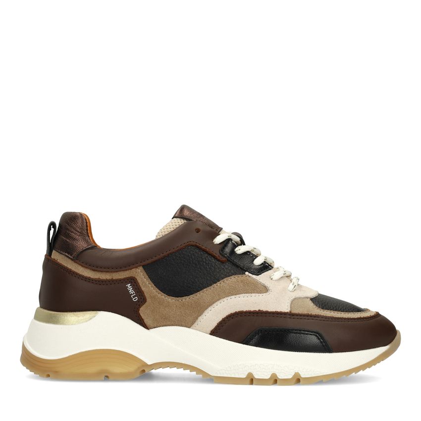 Manfield Bruine leren sneakers