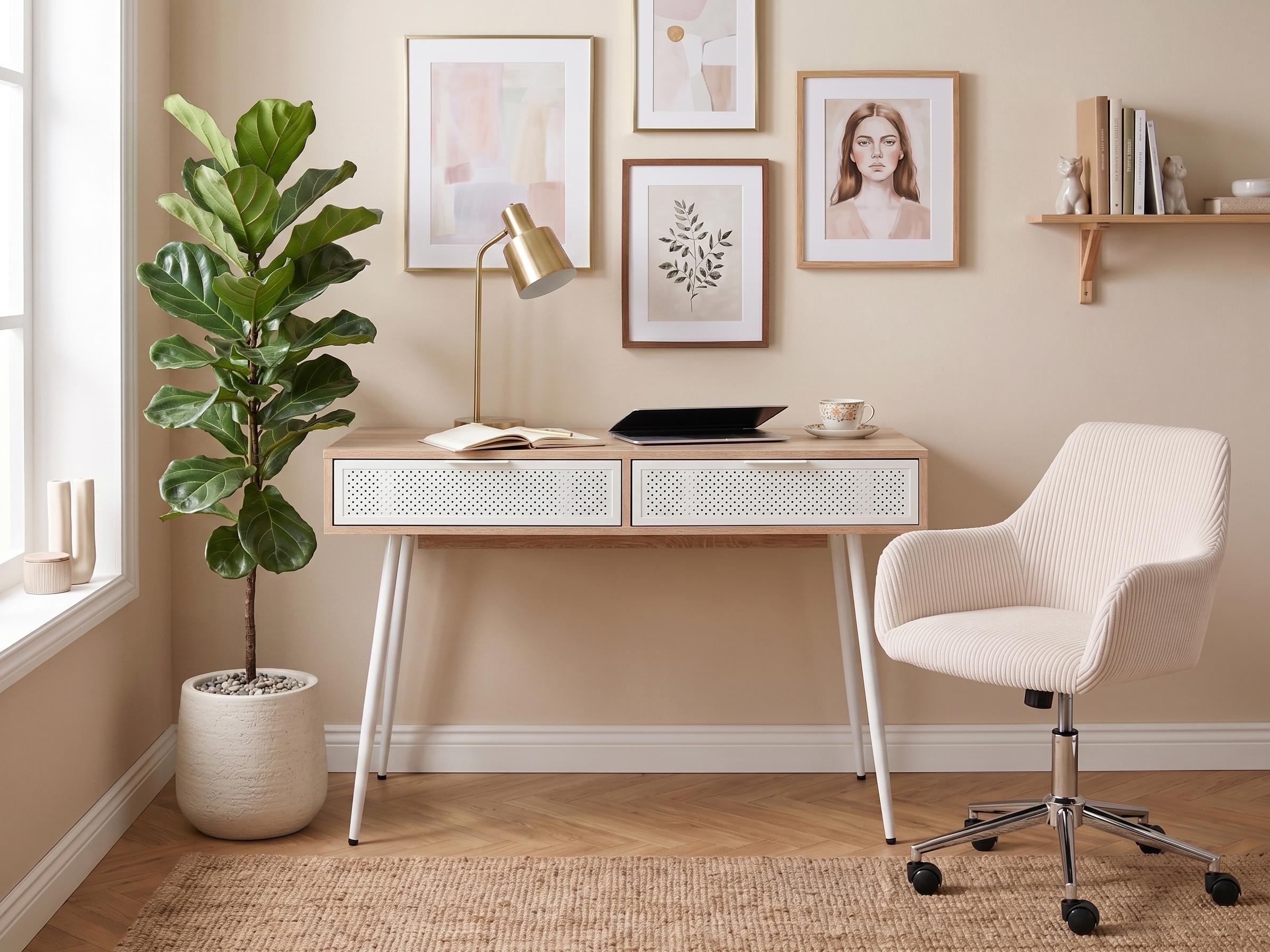 Home Office Desk CHULA Light Brown 110 cm 52 cm