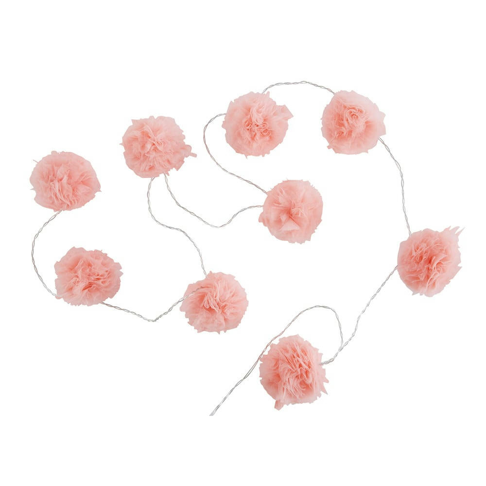 Capucine - Guirlande lumineuse 9 LED pompons roses L214