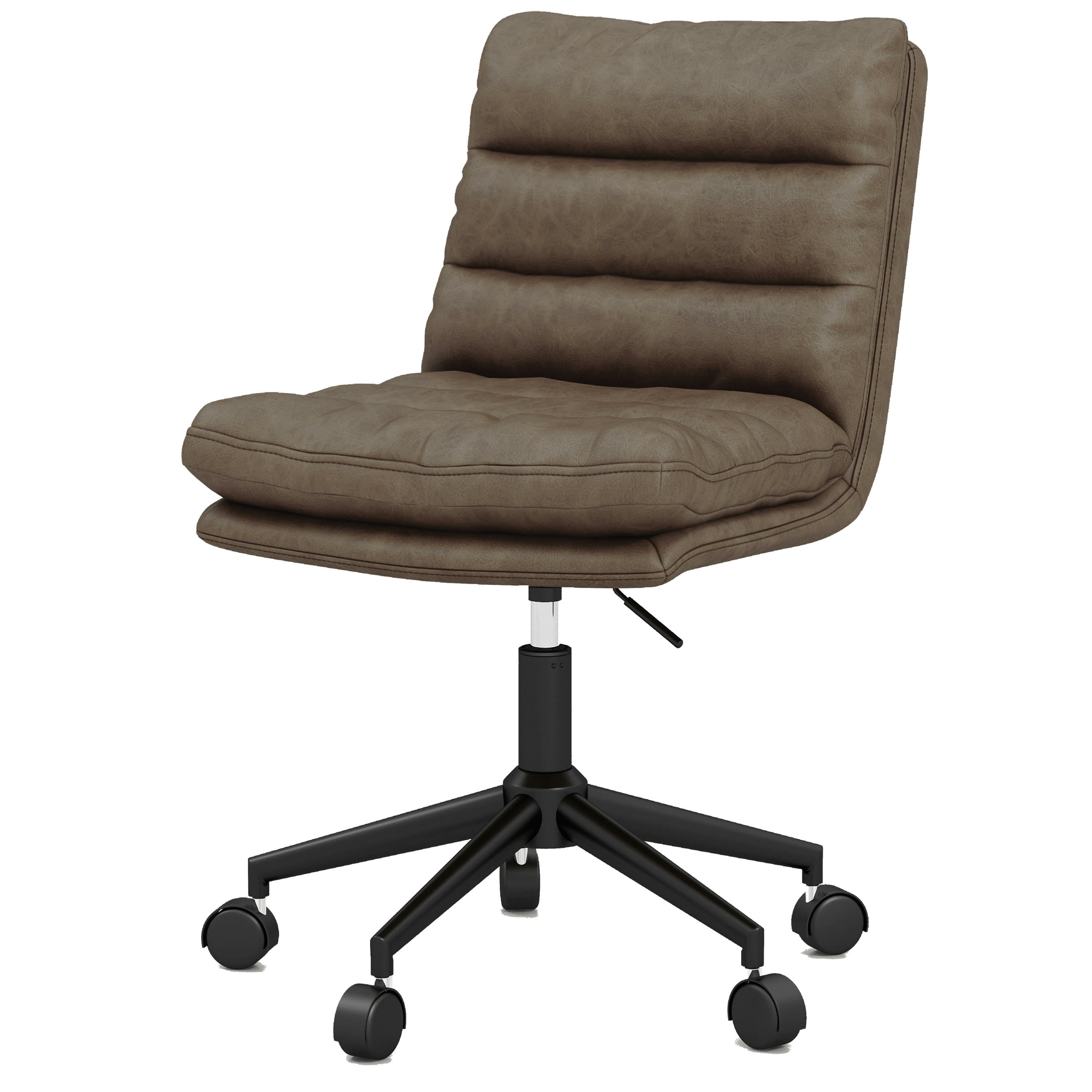 - MATT-Fauteuil de bureaux en cuir synthétique patiné Marron