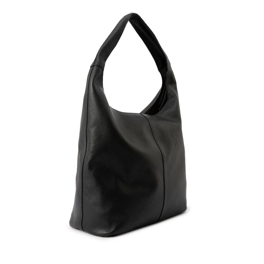 Manfield Zwarte leren shopper