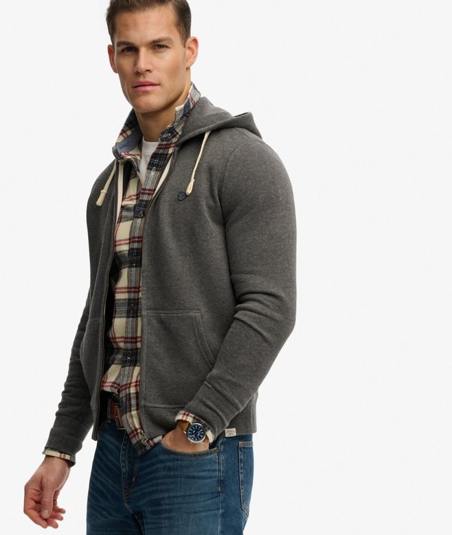 Monogram Embroidered Zip Hoodie