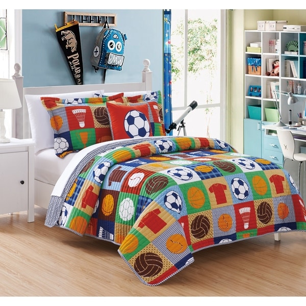 Chic Home Duetto 4 Piece Reversible Quilt Set Athletic Youth Design