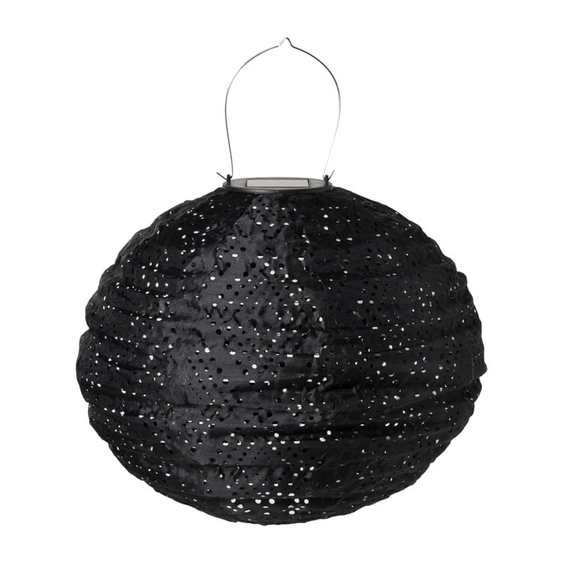 Solar barok lampion rond - zwart - &Oslash;30 cm