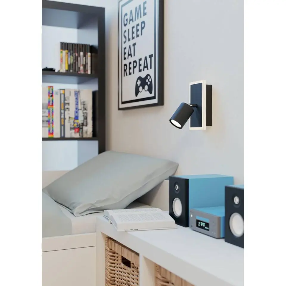 EGLO Rimbocchi 1 Spotje - LED - Kunststof - Zwart