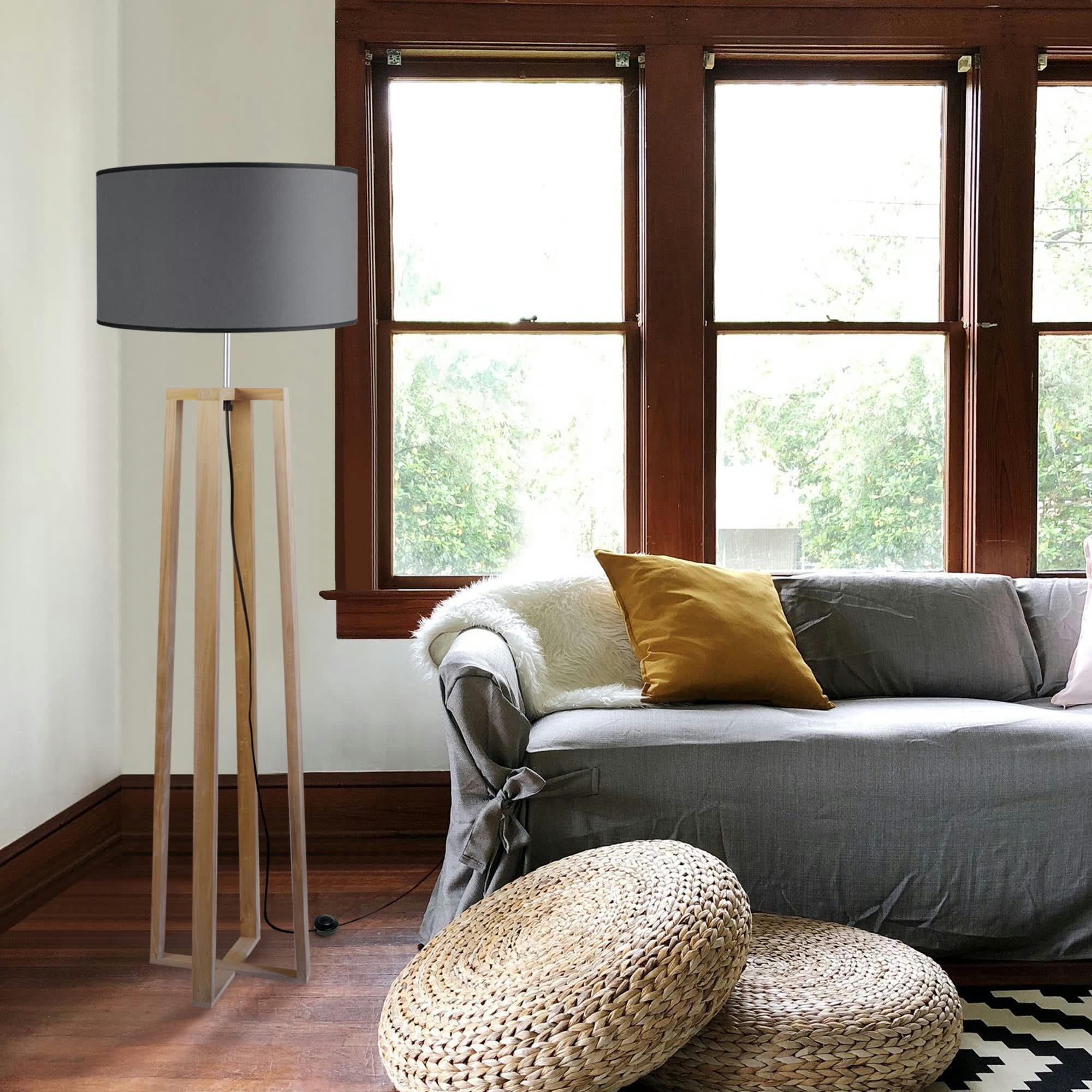 MANON - Lampadaire bois naturel et gris