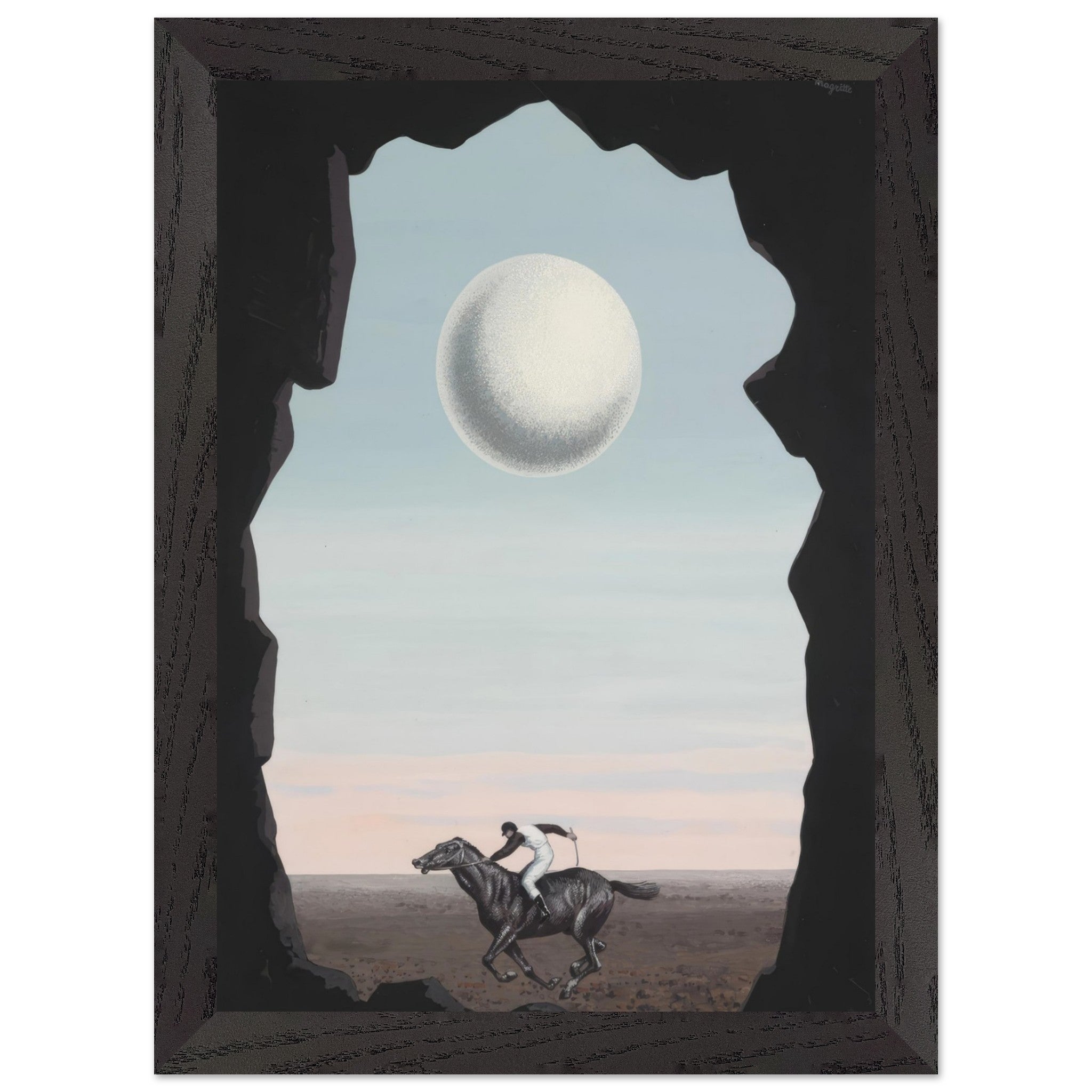 Artfulprints Poster met Lijst René Magritte - Le jockey perdu  - A4 21x29.7 cm - Blauw