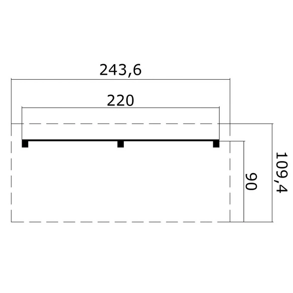 Schleppdach, BxT: 220 x 90 cm (Aufstellmaß )