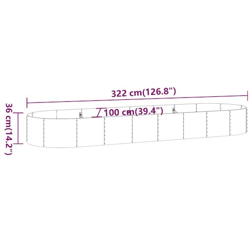 NNEVL Garden Raised Bed Powder-Coated Steel 322x100x36 cm Grey