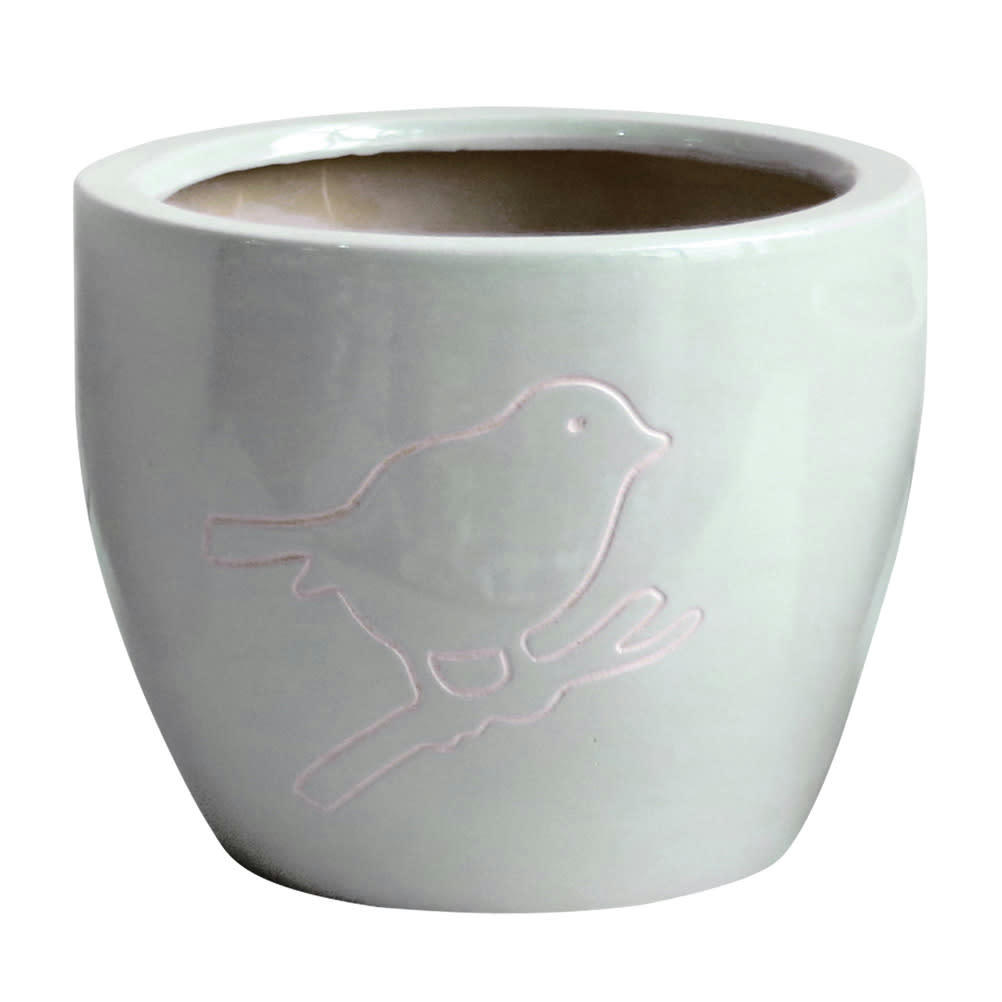 BIRD - Cache pot gris en terre cuite H22cm