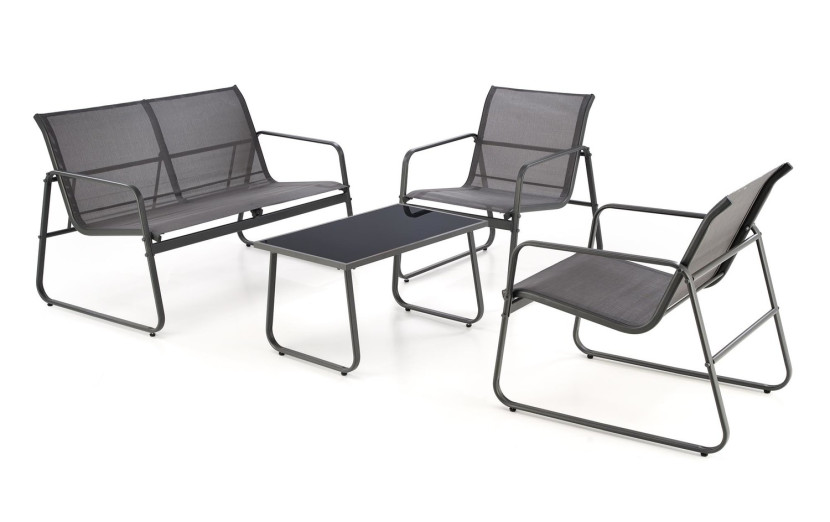 ZESTAW OGRODOWY Margate (sofa 2x fotel ława) ciemny popiel