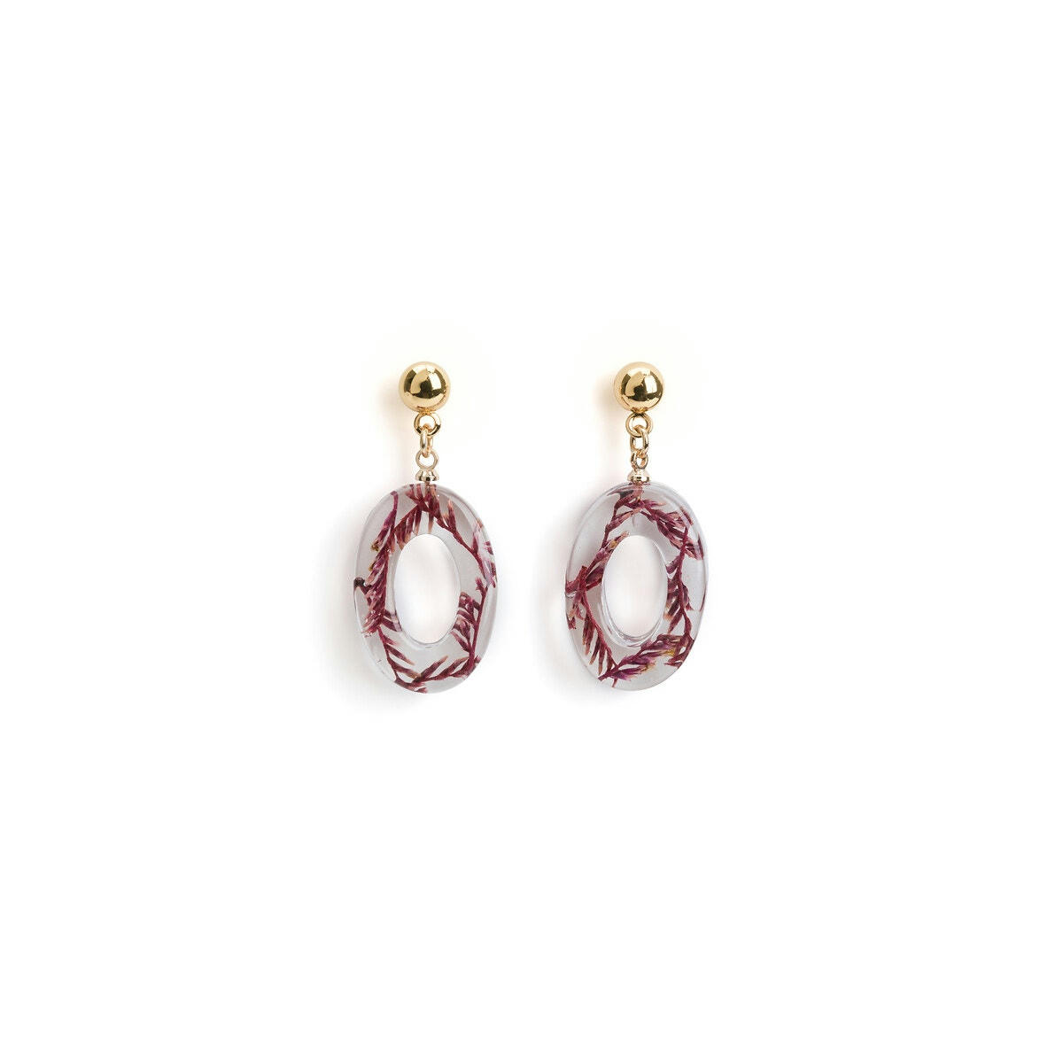 Boucles d'oreilles avec inclusion de fleurs