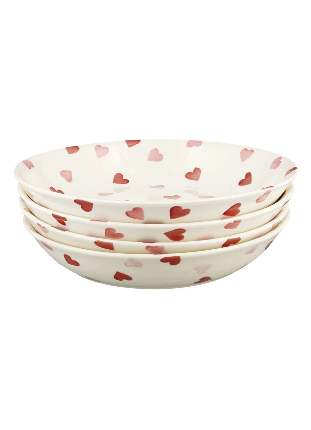 Pink Hearts Medium Pasta Bowl - Set of 4