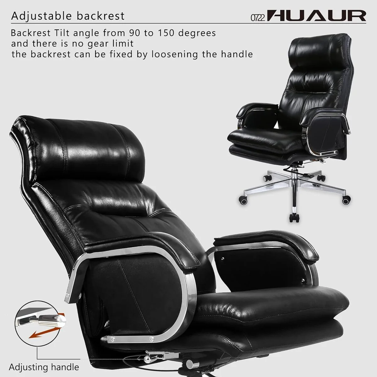 Genuine Leather Modern Executive Chair High-Back Support Tilt