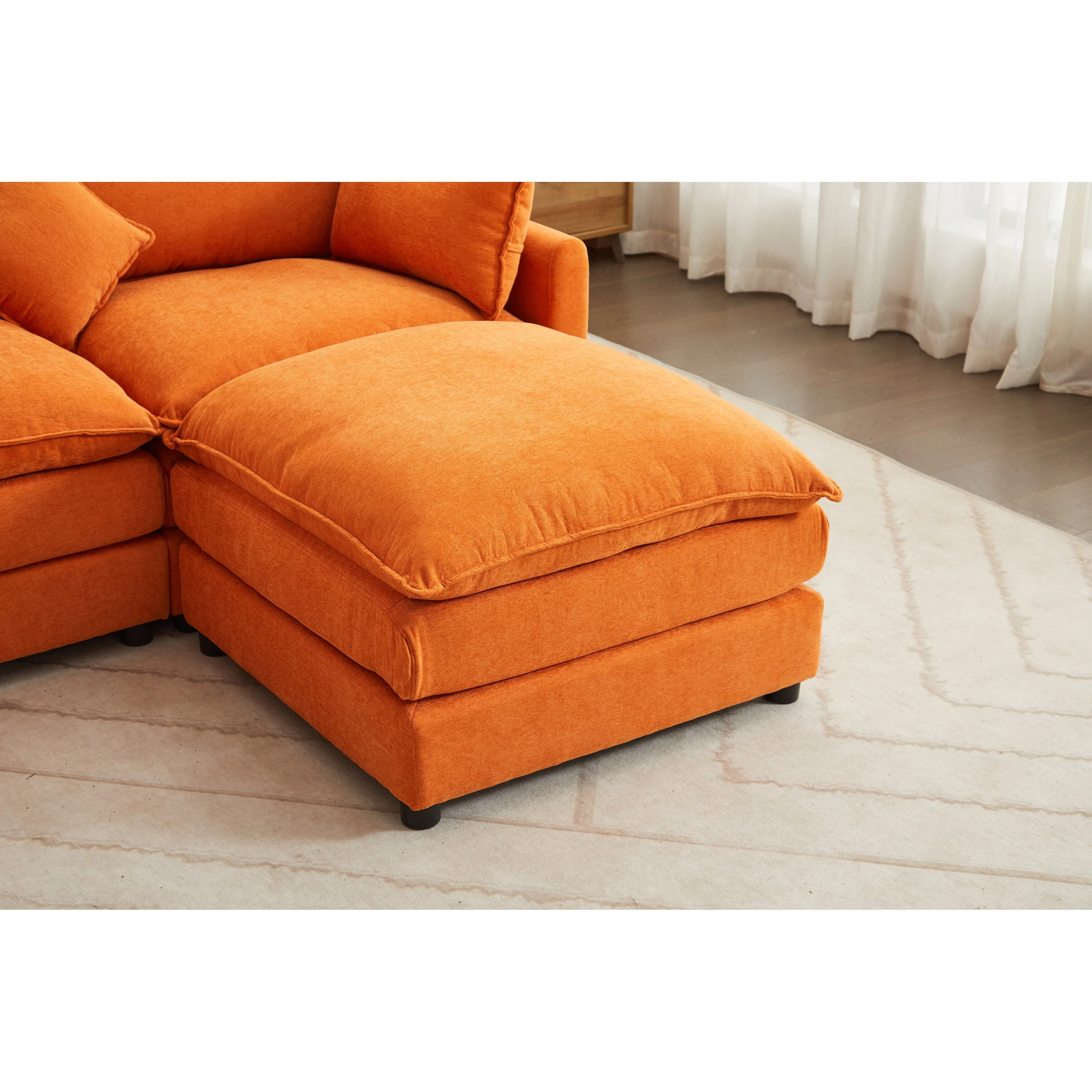 100.39'' Stylish L-Shaped 3-Seater Sofa with Ottoman