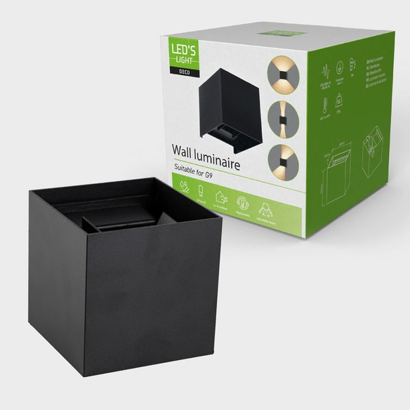LED-Außenleuchte »Lumo Cube«, 1-flammig, G9, schwarz, Aluminium/Polycarbonat, IP65