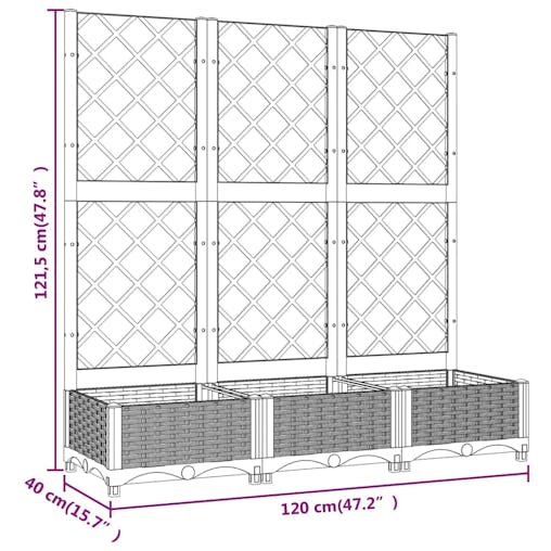 NNEVL Garden Planter with Trellis Light Grey 120x40x121.5 cm PP