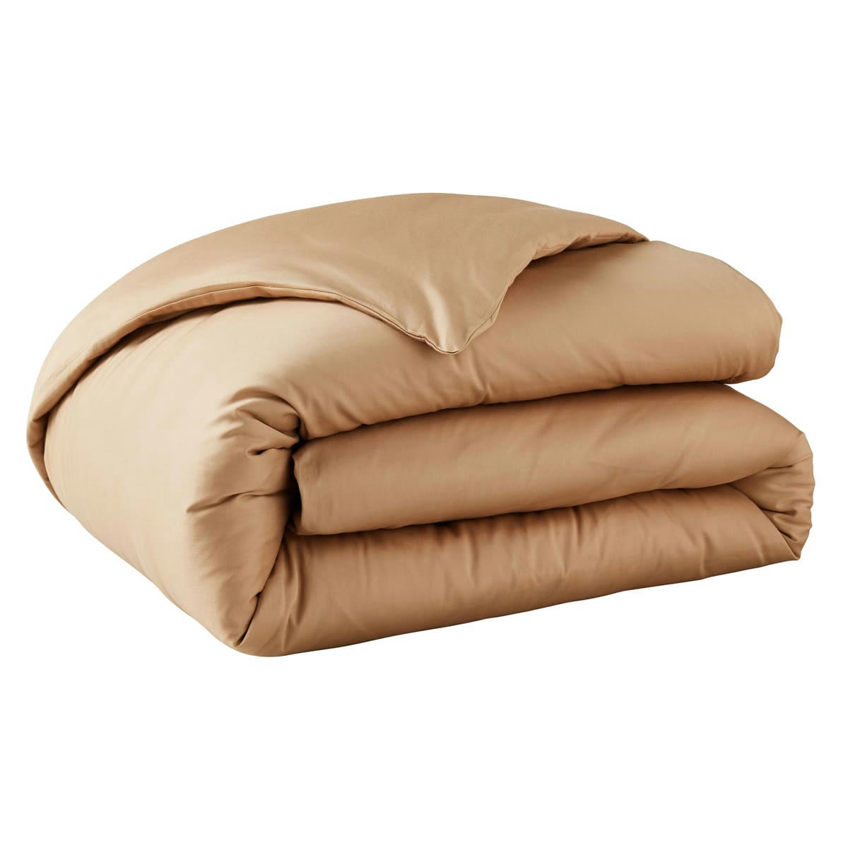 HEURE DOREE - Housse de couette unie en satin de coton beige 260x240