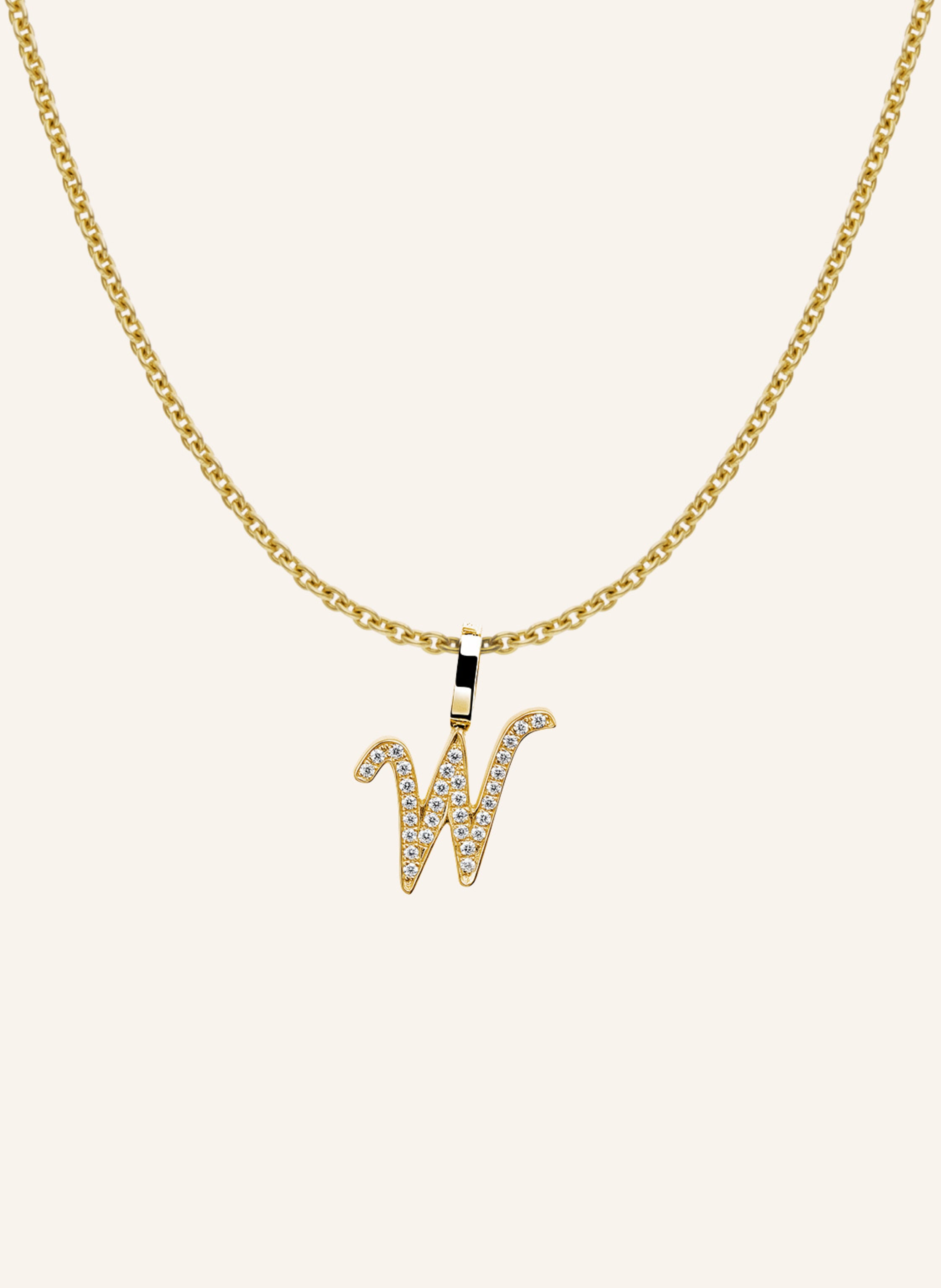CADA Kette TINY DIAMOND LETTER W