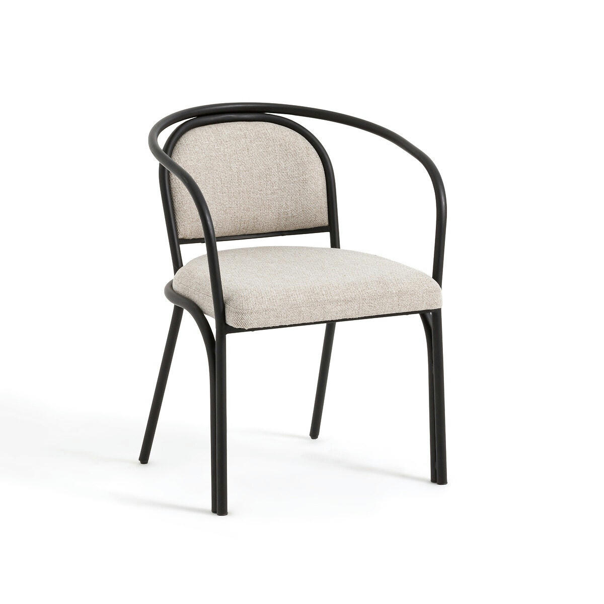 Fauteuil de table acier et tissu chiné, Lindsay