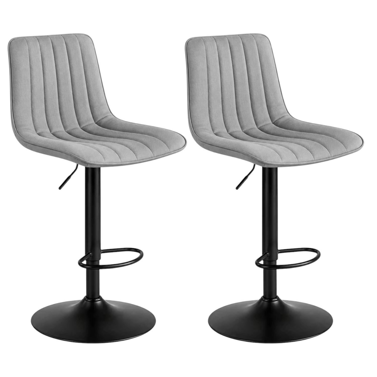 Tabouret de bar réglable gris clair coutures verticales (x2) LORA