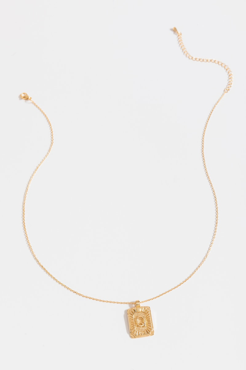 Initial ID Tag Pendant Necklace