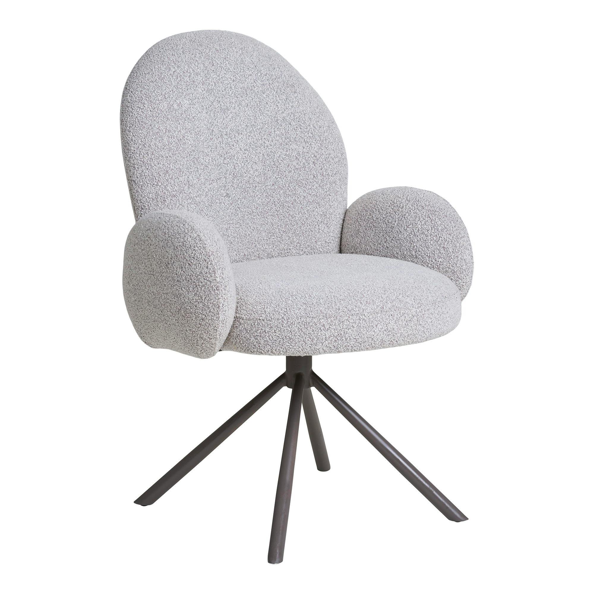 Chaise de salle à manger en tissu bouclette beige forme ronde (lot de 2) BERLIN