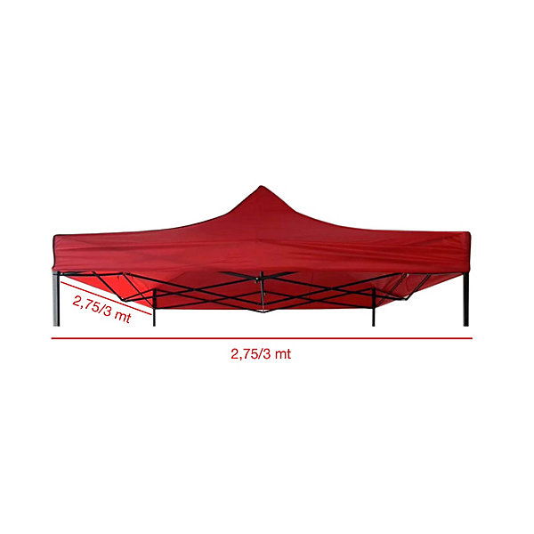 Housse Remplacement Tonnelle Rouge Polyester Résistant 3x3 m Rebecca Mobili