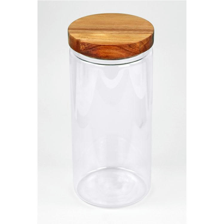 - Bocal en verre borosilicate, couvercle bois acacia 1900 ml