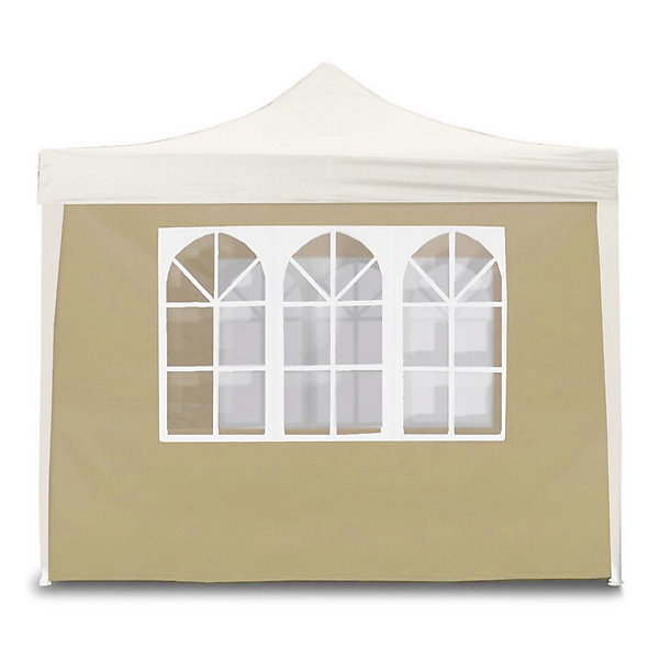 Couverture latérale beige 3x2m avec fenêtres pour tonnelle pliable 3x3m