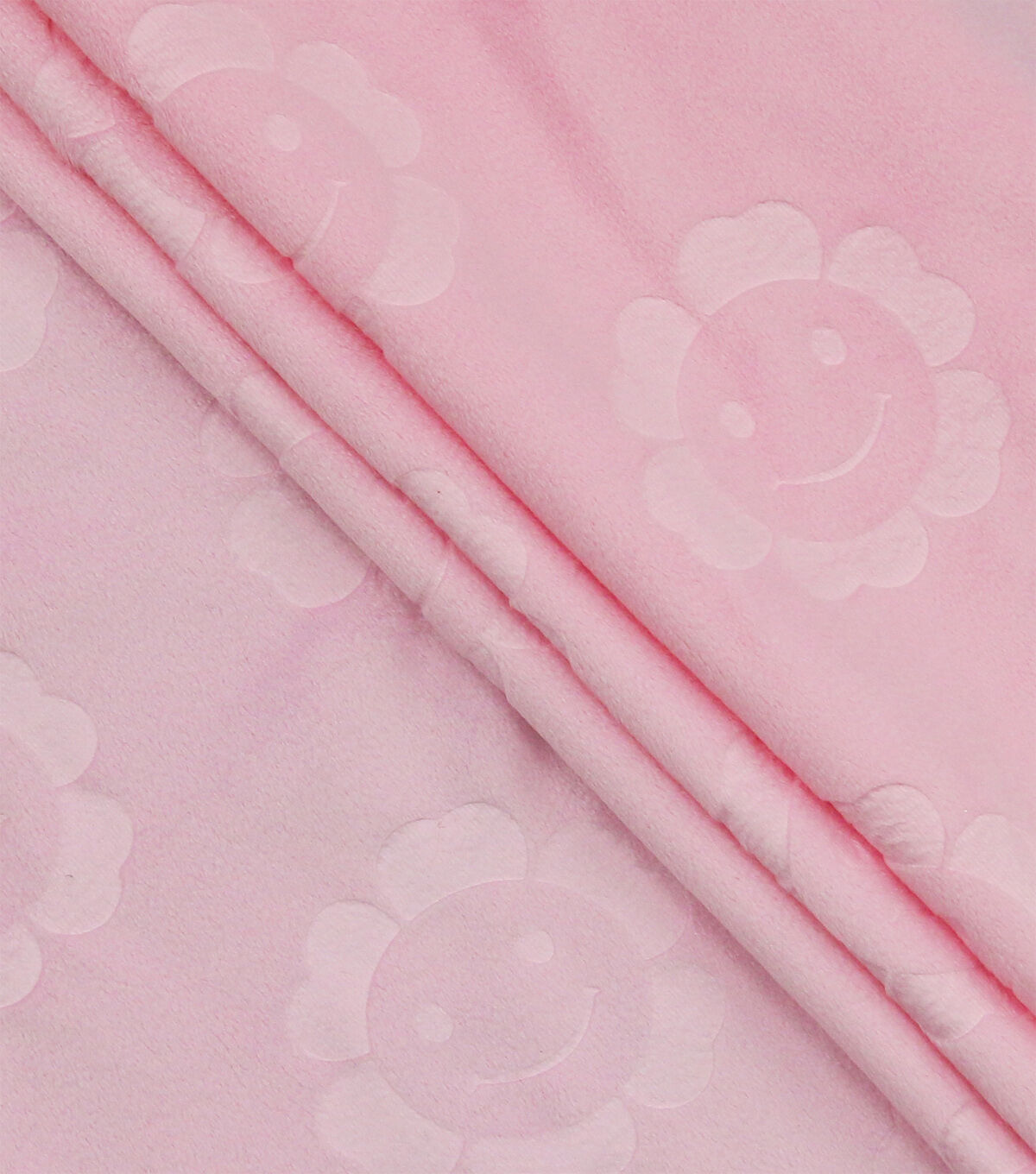Spring Embossed Happy Blooms on Pink Soft & Minky Fleece Fabric